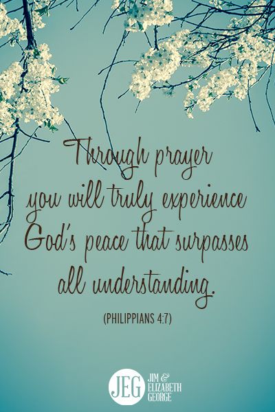 Through prayer you will truly experience God's peace that surpasses all understanding